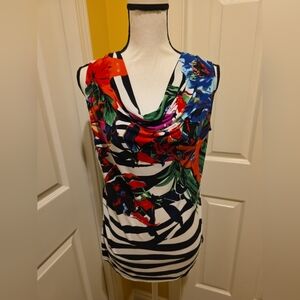 JOSEPH RIBKOFF FLORAL BLOUSE, SIZE 12